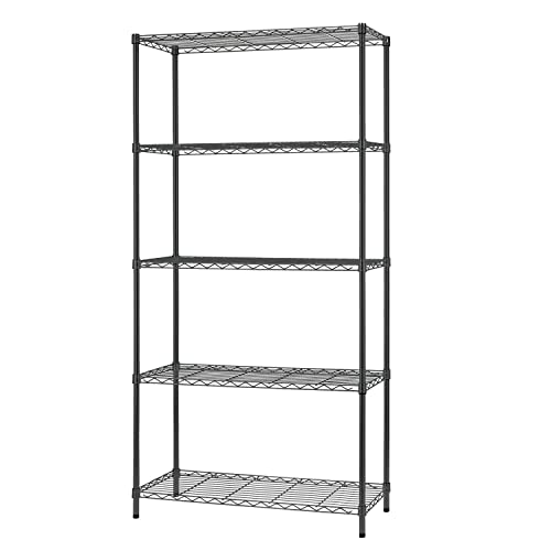 14" D×36" W×72" H Wire Shelving Unit Commercial Metal Shelf with 5 Tier Adjustable Layer Rack Strong Steel for Restaurant Garage Pantry Kitchen FDW