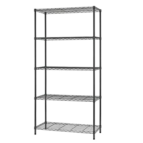 14" D×36" W×72" H Wire Shelving Unit Commercial Metal Shelf with 5 Tier Adjustable Layer Rack Strong Steel for Restaurant Garage Pantry Kitchen FDW