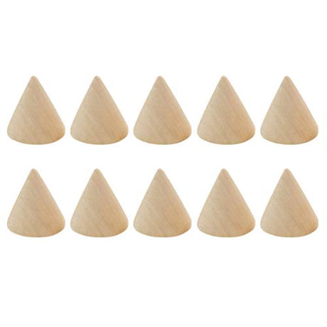 SUPVOX 10pcs Natural Wood Cone Ring Holders Unpainted Wooden Cones to Craft Paint Jewelry Display Stand 3.1cm SUPVOX