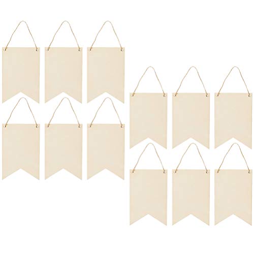 BESPORTBLE 12PCS Unfinished Slice Wood Hanging Sign DIY Sign Blank Plaques with Rope Craft Tag