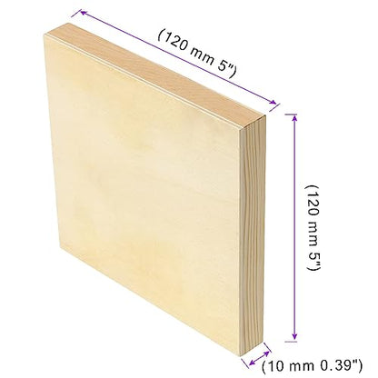 JOIKIT 20 Pack 5 x 5 Inch Wood Canvas Panels, 1cm Thick Wooden Canvas Board Unfinished Wood Cradled Painting Panel Boards, Artist Wooden Canvases for