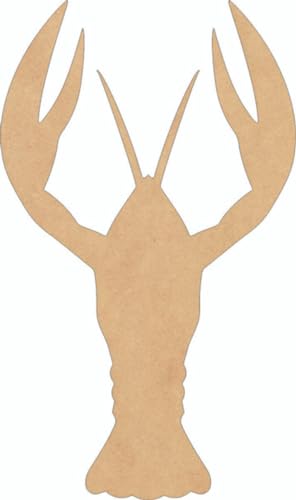 Wooden Crawfish 10 Inch Craft Cutout, Unfinished Wood Animal MDF Shape, Paintable Door Hanger - WoodArtSupply