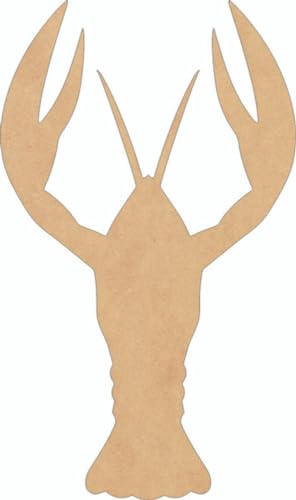 Wooden Crawfish 10 Inch Craft Cutout, Unfinished Wood Animal MDF Shape, Paintable Door Hanger NEXTCraft