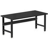 Borroughs® 72" Adjustable Workbench, 12-Gauge Black Painted Steel Top Heavy-Duty Workstation, 2000 LBS Load Capacity Worktable for Workshop, Garage, Borroughs