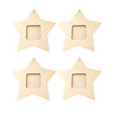 Amosfun 10pcs Wood Star Mini Photo Picture Frames Wooden Unfinished Wooden Cutouts 4th of July Decorations Amosfun
