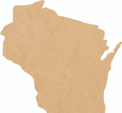 Wisconsin Wood State 3" Shape, Unfinished MDF Craft State Cutout, DIY 1/4" - WoodArtSupply