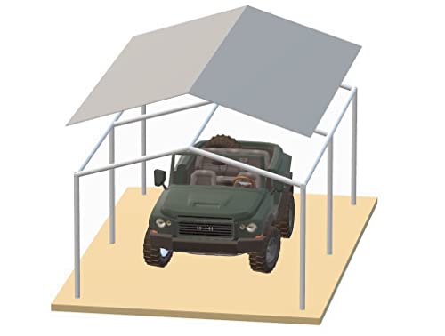 Carport Cover 12' x 20' Cut Size, 11'6" x 19'6" Finish Size Replacement Heavy Duty Canopy Tarp Tent White or Silver, Only Cover (White 12x20) G GOODSZONE