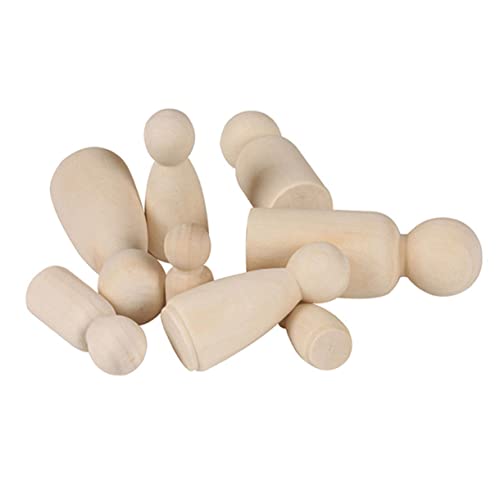20pcs Wood People for Crafts DIY Painting Dolls Nativity Toys for Kids Family peg Unfinished Wood Ornaments Puppets for Kids Dolls for DIY peg Dolls SEWOART