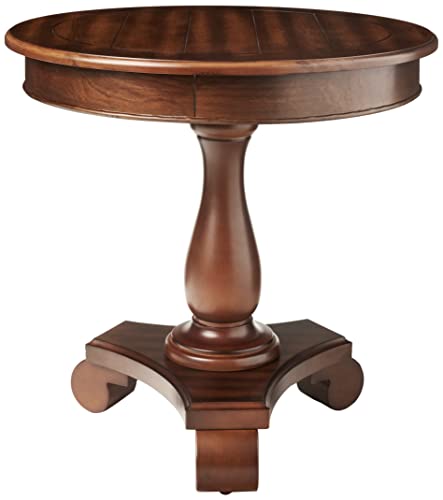 Roundhill Furniture Rene Round Wood Pedestal Side Table, 26"D x 26"W x 26.5"H, Espresso Roundhill Furniture