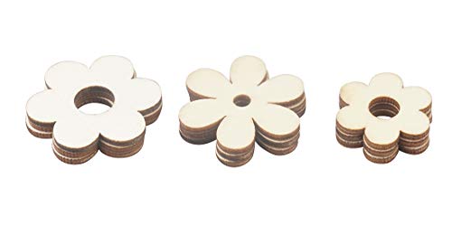 ALLinONE Flower Shape Unfinished Wood Cut Slices for for DIY Craft Decoration (Mixed Size) - WoodArtSupply