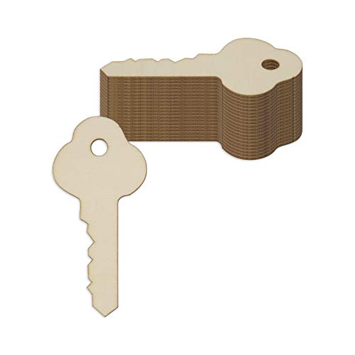 Creaides 20pcs Wooden Key Shaped Cutout Crafts Unfinished Wood Ornamen ...