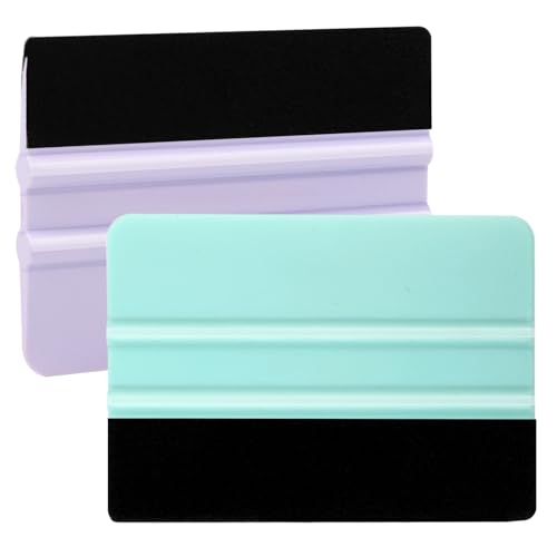WRAPXPERT Squeegee for Vinyl- Felt Vinyl Squeegee 2 Pcs,Purple and Teal Squeegee Scraper Tool Kit for Crafts Car Wrap Window Tint Wallpaper Glass Film Application
