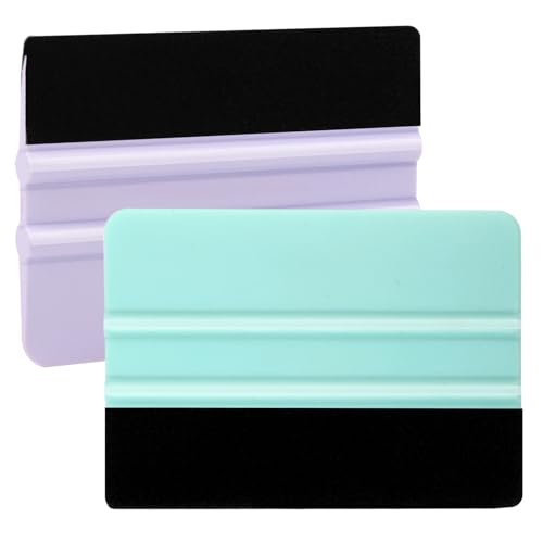 WRAPXPERT Squeegee for Vinyl- Felt Vinyl Squeegee 2 Pcs,Purple and Teal Squeegee Scraper Tool Kit for Crafts Car Wrap Window Tint Wallpaper Glass WRAPXPERT