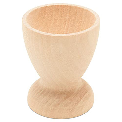 Wooden Egg Holder 2-1/8 inch, Pack of 6 Egg Cups Wooden & 6  2-1/2 inch Flat Bottom Eggs in a Cup, Wood Egg Unfinished, by Woodpeckers