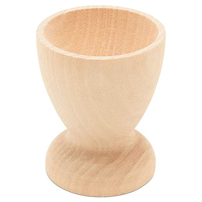 Wooden Egg Holder 2-1/8 inch, Pack of 6 Egg Cups Wooden & 6  2-1/2 inch Flat Bottom Eggs in a Cup, Wood Egg Unfinished, by Woodpeckers - WoodArtSupply