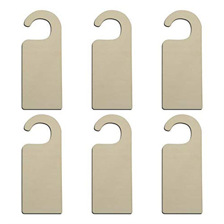 JANOU 6pcs Unfinished Wood Door Sign Blank Wooden Hanger Plaque DIY Craft Project Message Notes Memo Board Door Knob Sign JANOU