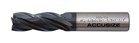 Accusize Industrial Tools 5/8'' Dia x 5/8'' Shank Dia M42 (8% Cobalt) Tiain Finishing End Mill, CNC, Center Cutting, 6800-4061 Accusize Industrial Tools