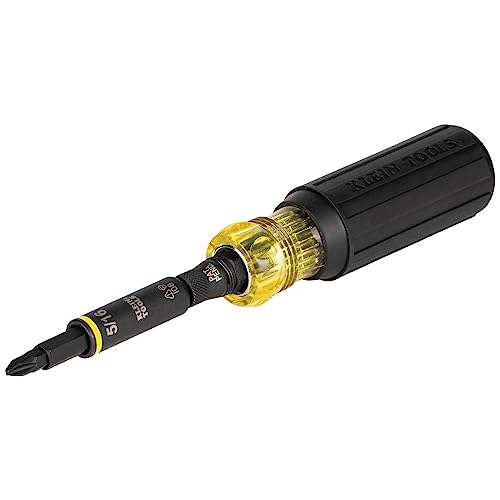 Klein Tools 32500HD Multi-Bit Screwdriver / Nut Driver, Impact Rated 11-in-1 Tool with Phillips, Slotted, Square and Torx Tips - WoodArtSupply