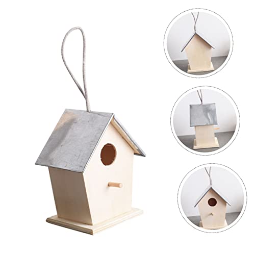BESPORTBLE Outdoor Bird House Hanging Birdhouse Hummingbird Nest Unfinished Wood Birdhouse Bird Nest Desktop Ornament Birdhouse to Paint Bird Hut BESPORTBLE