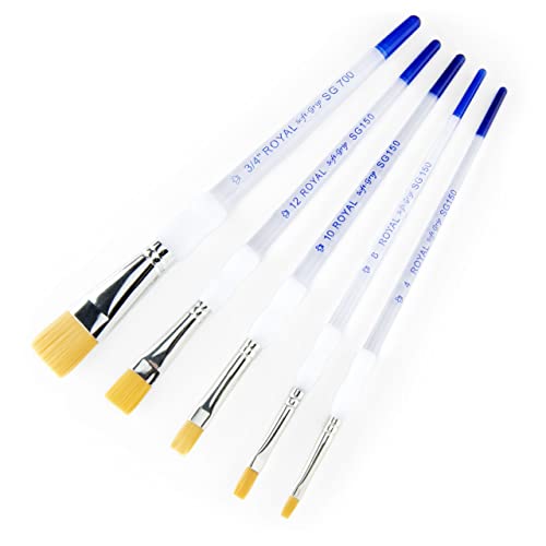 Royal & Langnickel SG-304 5 Piece Flat Brush Set - WoodArtSupply