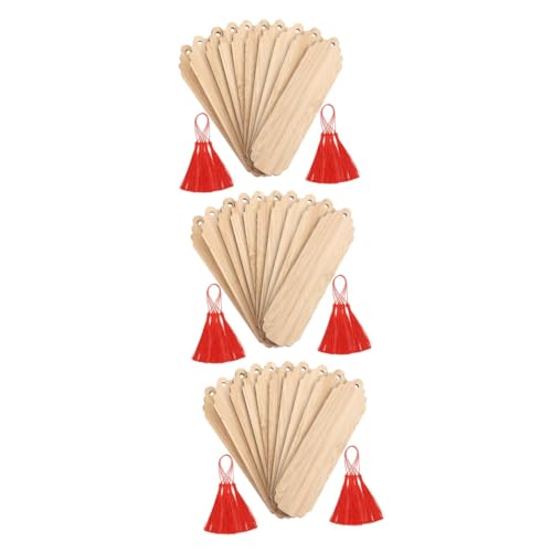 LALAFINA 30 Sets Wooden Blank Bookmark Unfinished Wood Tags Wooden Craft Bookmark Blank Bookmark with Holes Bamboo Gift Tags Wood Gift Tag Reading LALAFINA