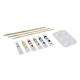 KINGART Artist Painting Set with 6 Vivid Acrylic Paint Colors, 12" Easel, 4 Canvas Panels, 3 Brushes, Painting Palette - School, Students, Beginners KINGART