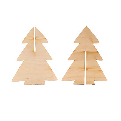 Factory Direct Craft Pack of 6 Unfinished Wooden Standing Christmas Trees - Wood Trees for Fall Crafts and DIY Holiday Table Favors - Made in USA - WoodArtSupply