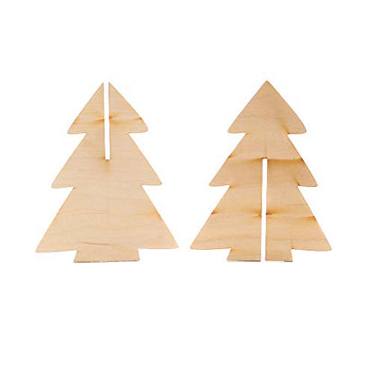 Factory Direct Craft Pack of 6 Unfinished Wooden Standing Christmas Trees - Wood Trees for Fall Crafts and DIY Holiday Table Favors - Made in USA - WoodArtSupply