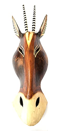 OMA Wood Carved African Wall Mask Safari Tribal Tiki Wall Hanging Decor Home Gift Hand Crafted (Classic)
