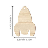 Rocket Hanging Wood Space Rocket Unfinished Wood with Twines DIY Craft Ornament for Christmas Wedding Birthday Thanksgiving Party Space Theme Party Lamantery