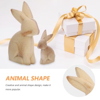 EXCEART 2pcs Easter Decorations Unfinished Wooden Bunny Rabbit Figurines to Paint DIY Easter Wood Crafts Toys Gifts Ornaments for Spring Party EXCEART