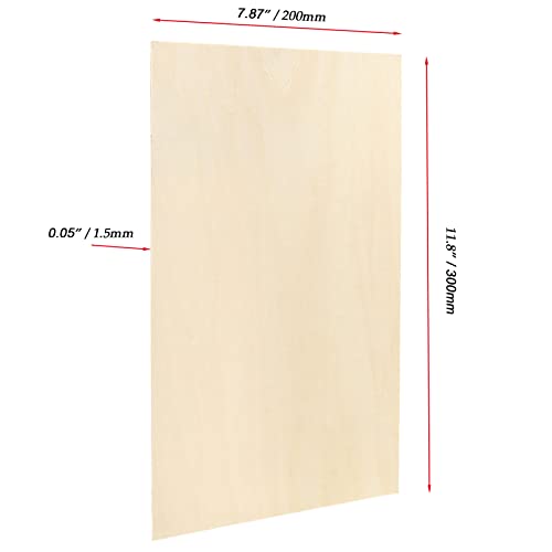 JOIKIT 24 PCS 12 x 8 x 1/16 Inch Basswood Sheets, 1.5mm Thick Unfinished Natural Balsa Wood Sheet Thin Plywood Boards for Cricut Maker, Crafts, JOIKIT