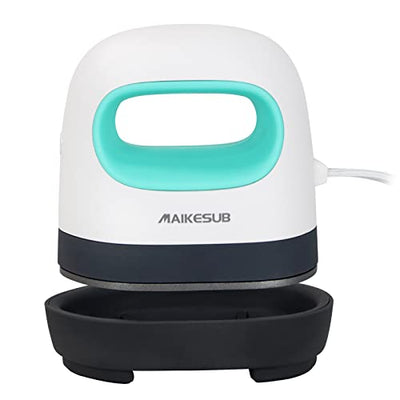 MAIKESUB Mini Heat Press Machine Easy to Use for T Shirts Shoes Hats Small HTV Iron on Vinyl Projects Portable Heating Transfer Iron Green (Green)