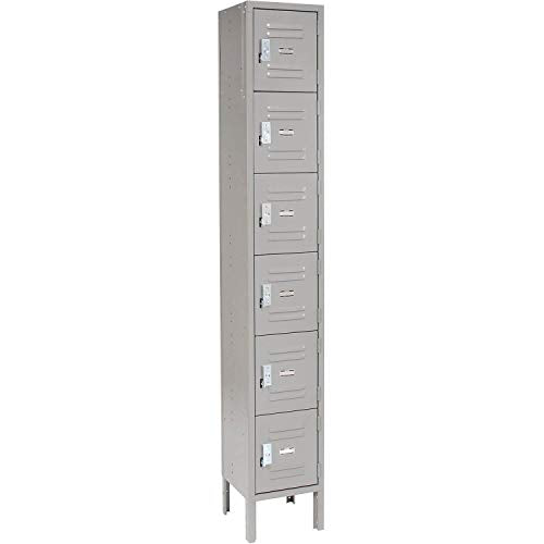 Global Industrial Six Tier Locker, 12x15x12, 6 Door, Unassembled, Gray Global Industrial