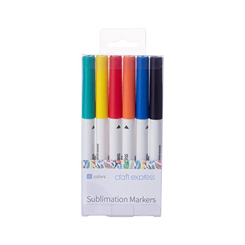 Craft Express Sublimation Markers Pens for Cricut Maker Explore 3 Air 2 Silhouette Cameo,6 Infusible Transfer Ink Pens Markers for Cricut Mug Press - WoodArtSupply