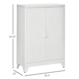 HOMCOM Industrial Storage Cabinet, Steel Garage Cabinet with Double Doors and Adjustable Shelves, White HOMCOM