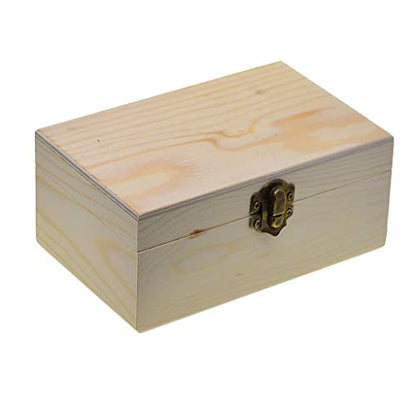 barenx 1 Piece Unfinished Pine Wood Box with Hinges And Front Lock - WoodArtSupply