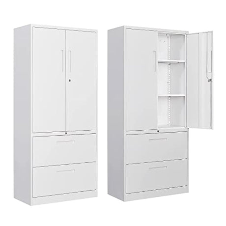 SISESOL Metal Storage Cabinet with Drawers, 71" File Cabinets for Home Office, Locking Steel Storage Cabinet with Doors and Shelves for Home, Office, SISESOL