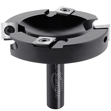 BINSTAK CNC Spoilboard Surfacing Router Bit,1/2 Inch Shank 3 Inch Cutting Diameter, 2+2 Carbide Inserts Slab Flattening Router Bit Planer Bit for BINSTAK