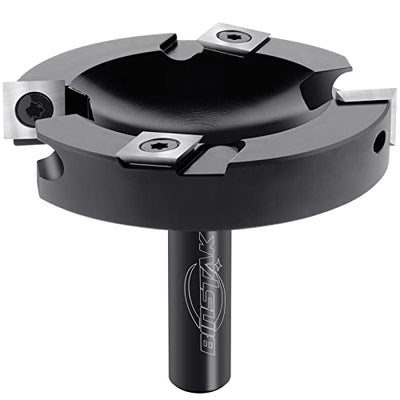 BINSTAK CNC Spoilboard Surfacing Router Bit,1/2 Inch Shank 3 Inch Cutting Diameter, 2+2 Carbide Inserts Slab Flattening Router Bit Planer Bit for