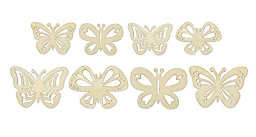 Laser Cut Butterflies - Wood Mini Shapes - 8 Pieces (4 Large, 2 Small) CraftMedley