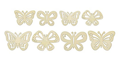 Laser Cut Butterflies - Wood Mini Shapes - 8 Pieces (4 Large, 2 Small) - WoodArtSupply