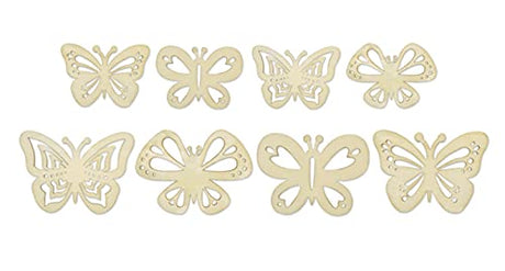 Laser Cut Butterflies - Wood Mini Shapes - 8 Pieces (4 Large, 2 Small) CraftMedley