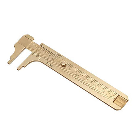 Sliding Gauge Brass Vernier Caliper Ruler Inch Meter MM/Inch Double Scales Caliper Measuring Tool Mini Brass Pocket Ruler Digital Caliper Handy Oumefar