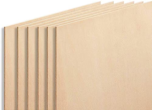 3MM 1/8" x 12" x 20" Baltic Birch Plywood - B/BB Grade (6pk) Ready for Glowforge Laser Printers - Perfect for Arts and Crafts, School Projects and Anderson Plywood