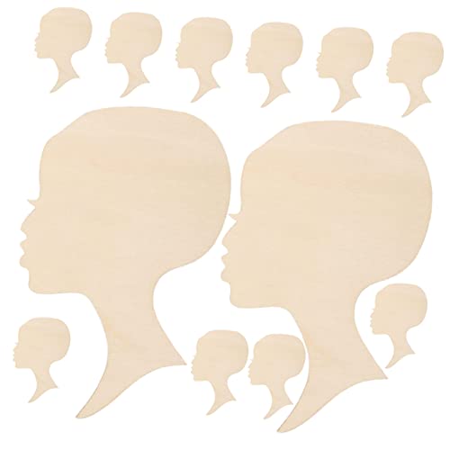 Toddmomy 48 Pcs Painting Wood Chips Hanging Wood Cutouts Wooden plaques Wooden Silhouette Heads Unfinished Wood Cutout Wooden Wreath Cutout DIY Toddmomy