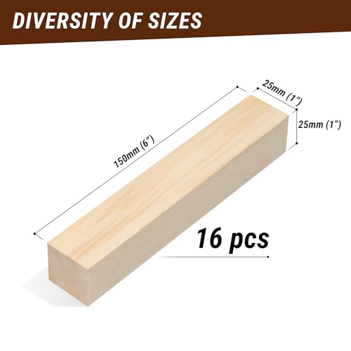 BeaverCraft BW16 pcs Basswood Carving Blocks Carving Wood Whittling Wood Bass to Carve Soft Wood Carving Kit for Beginners Block of Wood for Crafts BeaverCraft