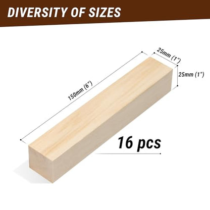 BeaverCraft BW16 pcs Basswood Carving Blocks Carving Wood Whittling Wood Bass to Carve Soft Wood Carving Kit for Beginners Block of Wood for Crafts