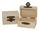 Creative Hobbies 12-Pack Mini Wooden Treasure Boxes with Locking Clasp - Unfinished Wood Treasure Chest for Party Favors, DIY Projects, Home Decor, Creative Hobbies