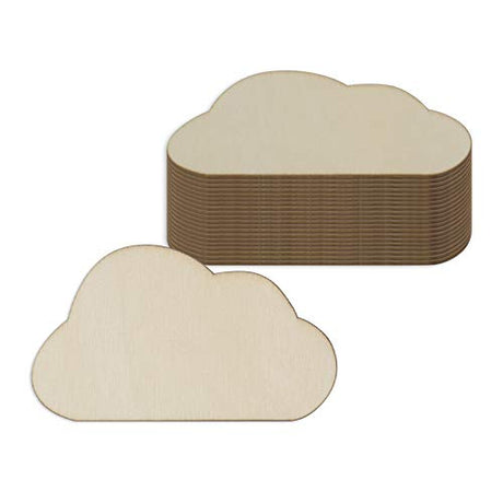 Creaides 20pcs Wooden Cloud Shaped Cutouts Crafts Unfinished Wood Ornaments Gift Tag for DIY Project Wedding Birthday Christmas Party Decorations Creaides